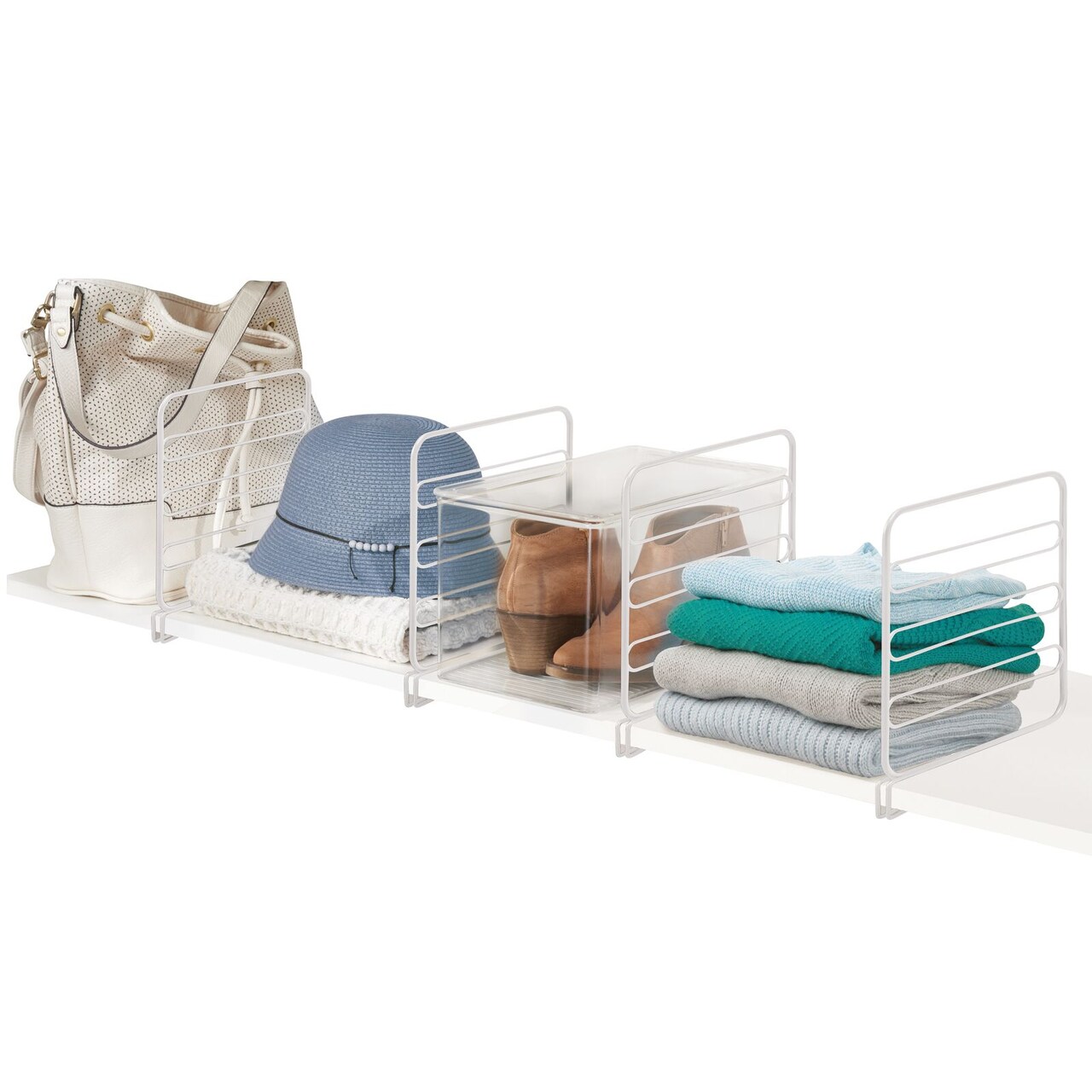 mDesign Versatile Metal Wire Closet Shelf Divider and Separator